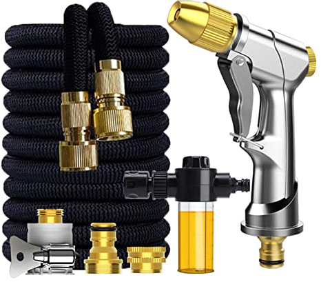 Mangueras de Jardín Expandibles 7.5m, RoseFlower Liviana Flexible Manguera de Agua con Rociado,1/2'' y 3/4'' Conectores de Macizo - Manguera de Riego para Lavado de Coche, Jardín, Lavar la Mascota