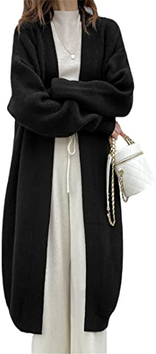 V-ringad lång tröja cardigan jacka kappa dam kashmir cardigan tjock tröja koreansk kashmir cardigan jacka svart L