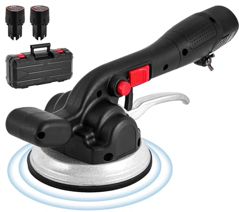 MXBAOHENG Vibrator für Fliesen 200kg Elektrischer Fliesenrüttler mit 2 akku 12V 4500mA Fliesenverlegemaschine 6 Gänge Fliesenvibrator akku Fliesenleger Fliesen Vibrationsgerät für 30-120cm Fliesen