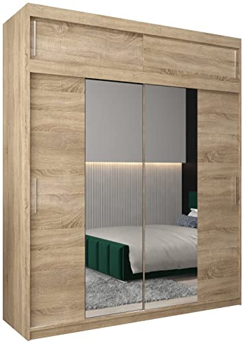 ABIKSMEBLE Armoire Tokyo 1 Avec Porte Coulissante Miroir - Dressing Adulte - Penderie Vêtement - Garde Robe - Placard - Closet