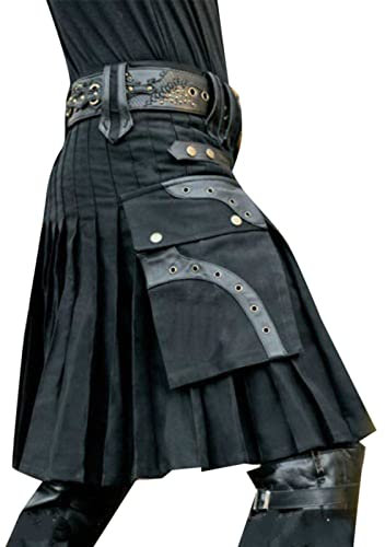 Herren Bunt Karierter Rock Klassischer Kilt kurzer Schottenrock Gothic Männer Traditioneller Kilt Männer Party Outfit Schottische Tracht Kostüm Bar Clubwear Herren Faltenrock