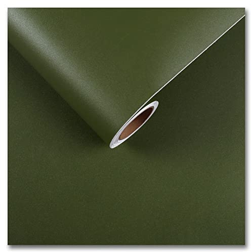 CRE8TIVE Papel Pintado Autoadhesivo Verde Oliva 60cm x 300cm Vinilo Adhesivo para Muebles y Paredes