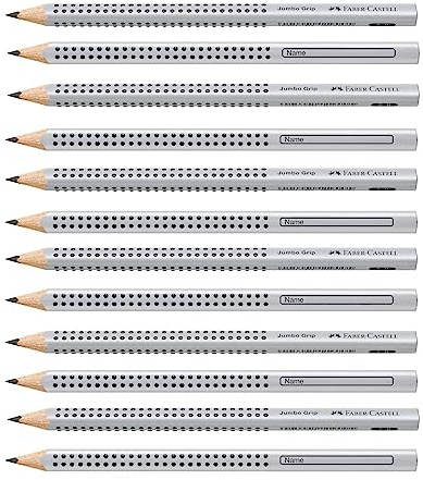 Faber-Castell - Bleistifte Jumbo Grip B, 12 Stück | Dicke Dreikant Bleistifte mit Grip-Zone für Schreibanfänger und Kinder