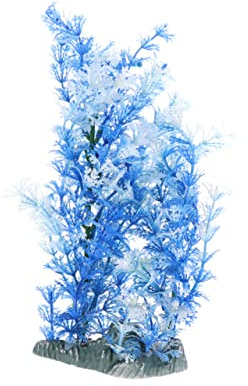 minkissy Plantes Aquatiques Artificielles Bleu Décoration Aquarium Réaliste sans Danger pour Poissons Accessoire Paysage Aquarium 2.6X3.5X2.6 Simulation Herbe Aquatique