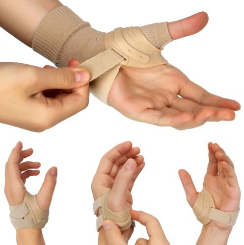 FORTEMOTUS CMC Thumb Brace - Joint Thumb Arthritis Brace for Tendonitis, Osteoarthritis, Instability, Adjustable Thumb Arthritis Pain Relief and Support for Men Women,Beige, Left Hand, Small
