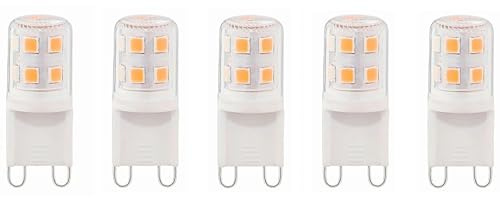 Aiwerttes G9 3 W LED-Leuchtmittel, warmweiß, nicht dimmbar, energiesparend, entspricht 25 W Halogenlampen, kein Flimmern, 5 Stück