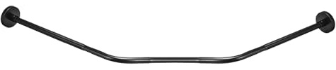 uxcell Stretchable Shower Curtain Rod Rack, Stainless Steel Diamond Shaped Corner Rod No Drill for Bathroom Bathtub, Larger Size, Black (Without Shower Curtain)