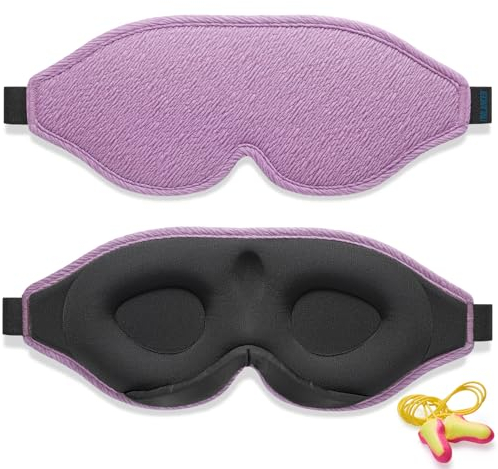 2025 Mascherina per Dormire Innovativa per Uomini e Donne, Mascherina per gli Occhi Progettata per Bloccare la Luce al 99.99%. Maschera per il Sonno, Pisolino, Meditazione, Viaggi（Viola）
