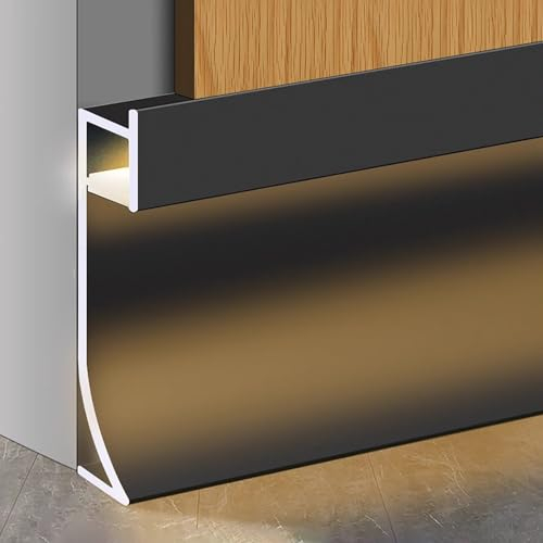 Sockelleiste Mit Integriertem Kabelkanal 125CM*4 Stück Hochwertige Aluminiumlegierung Fußleiste Für Badezimmer/Garage/Restaurant/Pool/Heimbüro(Schwarz,Höhe: 50 mm)