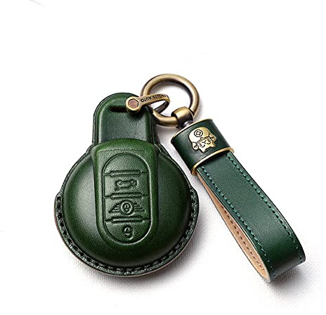 Ysbxitu 3-Tasten-Fernbedienung mit Schlüsselanhänger, passend für BMW Mini Cooper S Cooper D Cooper SD Cooper One Cabrio Clubman Works Countryman F54 F55 F56 F57 F60, Schlüsselhülle, Grün