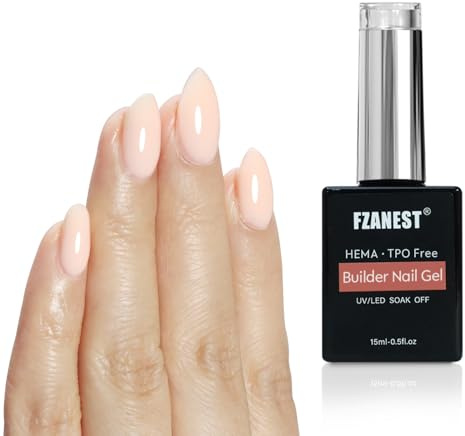 FZANEST Builder Gel Hema-free TPO-Free, Nude Pink Hard Builder Gel for Nail Apex and Extension Strengthener in a Bottle LED UV Soak Off Nail Art Polish