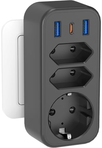 Mehrfachstecker für Steckdose 6 in 1 Mehrfachsteckdose mit 3 USB(1PD20W USB C) 4000W/16A 3 Fach Steckdosenadapter STGAROT Doppelsteckdose für Steckdose Verteilersteckdose Steckdosenwürfel ohne Kabel