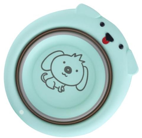 Faltbares Waschbecken für Babys mit Cartoon Muster, Blau, Kunststoff | 1 Stück, für Zuhause und Händewaschen, Platzsparend Zusammenklappbar, Robust Verarbeitet Zufälliger Stil