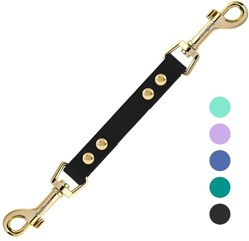 PetBonus Dog Collar Safety Clip, Waterproof Backup Safety Strap | Dog Collar to Harness Connector, Escape Proof, Odor Proof, Easy to Clean, Double Ended Clasp for Training Walking, Black