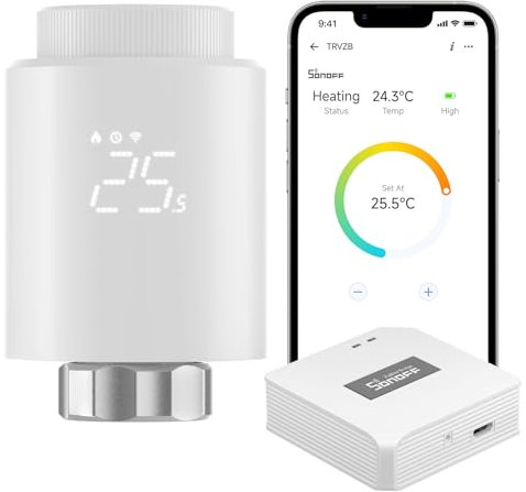 SONOFF Zigbee Termostato per radiatore intelligente con TRVZB & ZBBridge-P Gateway, valvola per radiatore intelligente aggiuntiva controllo della casa intelligente, funziona con Alexa e Google Home