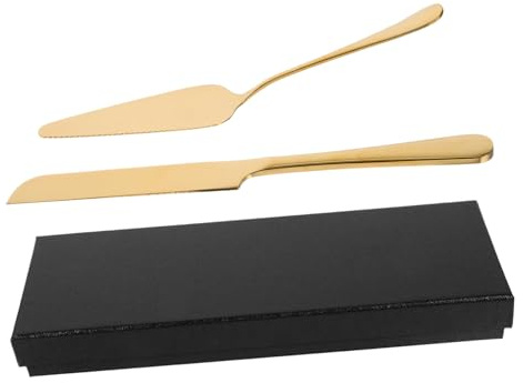 Cabilock Servir Tartas Acero Inoxidable Set Cuchillo y Pala con Mango para Bodas Fiestas y Aniversarios Cuchillo Dentado para Corte Suave y Pala Resistente para Servir Pastel Utensilios Dur