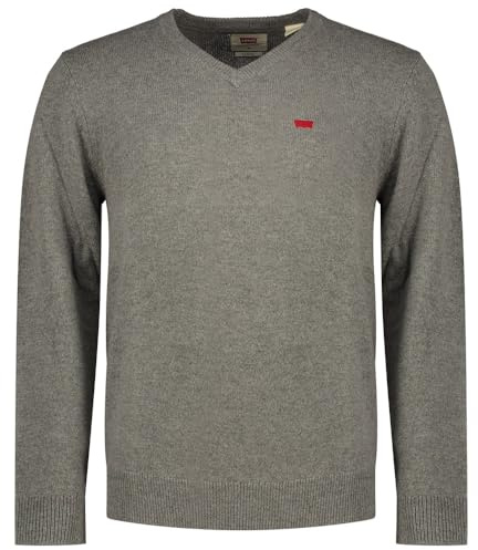 Levi's Pull à col en V pour Homme, Mid Tone Grey Heathe, M