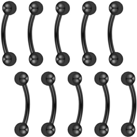 Besyvvin 10 st böjd barbellpiercing ögonbryn läpp septum rook 1,2 mm kirurgiskt stål 6 mm 8 mm 10 mm 12 mm 14 mm ögonbrynspiercing, 10mm, Rostfritt stål
