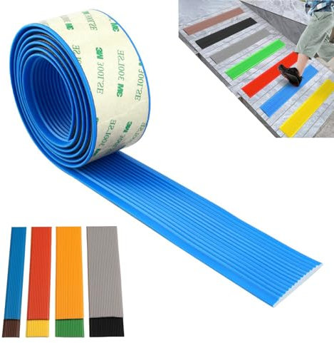 Vinyl-Anti-Rutsch-Treppenkante, Selbstklebend PVC Kunststoff Treppen-Kantenschutz, PVC Treppenkantenprofil, Treppen-Winkelprofil Mit Rillen, Stufen-Kantenprofil Aus PVC Gummi, Außen-und Innentreppen(B