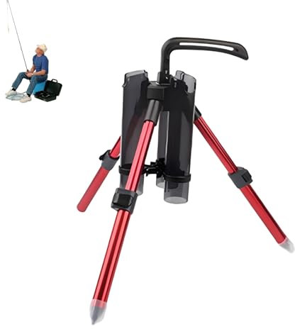 Supporto per canna da pesca con treppiede, inseritore portatile pieghevole per asta, poggia canna da pesca retrattile, regolabile a 360°, treppiede per canna da pesca in lega di alluminio(Red long)
