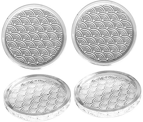 Cabilock 4 Posavasos De Cristal Redondos Decoración De Escritorio Accesorios De Té para Mesa De Casa