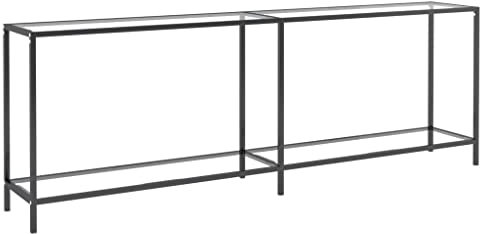 HEFZGDB Konsolentisch Transparent 220x35x75,5 cm Hartglas Kaffeetisch Beistelltisch Couch Couchtisch Klein Beistelltisch Klein für Schlafzimmer Speisesaal Arbeitszimmer Wohnbereich