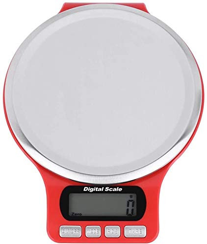 MOKLYF per Cucina e Gioielli Bilancia da Cucina - Bilancia Alimentare Digitale Bilancia da Cucina Elettronica LCD Vassoio in Acciaio Inossidabile Alta precisione per p(Rosso 5kg