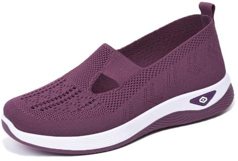 Ortopediska skor damer sommar bekväma diabetiker skor lätta andningsbara sneakers löparskor sneakers breda fötter slide sportskor promenadskor hälsosko mesh tränare, 14 lila, 40 EU
