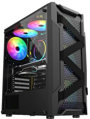 Gabinete De Computadora De Torre Media Micro-ATX, Mini-ITX, Paneles De Vidrio Templado Duales, 7 Ventiladores ARGB Preinstalados, USB 2.0-USB 3.0-HD Audio, Compatible Con Refrigeración Por Agua(Black)