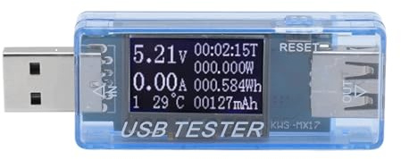USB C Power Meter Tester, Compact Digital Voltage Current Monitor with Capacity Time Display 0 to 5A 0 to 150W Charging Detector for Home Plastic 1 Pack