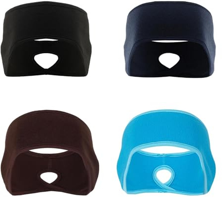 4 Stück Fleece-Stirnbänder Damen - Ohrenwärmer mit Pferdeschwanz-Auslass - Atmungsaktive Sportbänder für Yoga & Laufen - Volle Bedeckung bei Kälte - Ideal für Outdoor Training und Winteraktivitäten