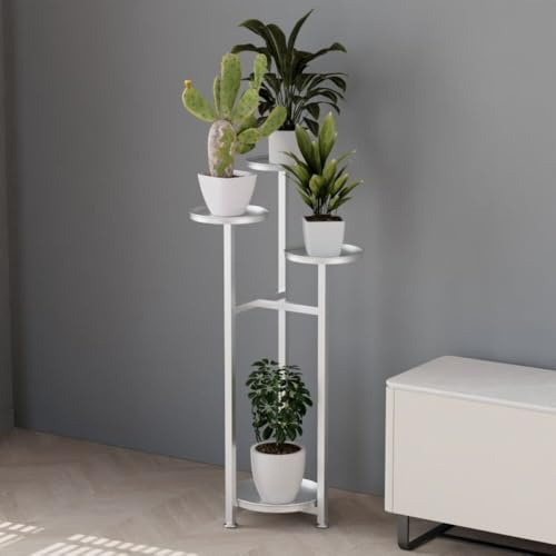 Niwugady Pflanzenständer 100cm, Metall Blumenständer, 4-stufiger Metall Pflanzenregal mit Beine für Outdoor und Indoor,Wohnzimmer,Balkon,Schlafzimmer, Weiß