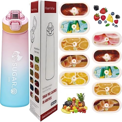 Gourde Sport 700ml, 10 Capsules Arôme, Étanche, Résiste Chaud/Froid