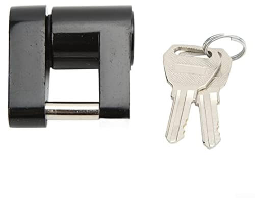 Allthingstore Serratura per gancio di traino con 2 chiavi, struttura in lega di zinco, per camper, camion, camper, protezione antifurto, 2,2 x 8,2 x 5,7 cm, nero (è nero)
