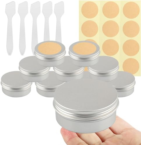 BPackGo 10 Stück Silber 150ml Aluminium Dose mit Schraubdeckel Leer Runde Aludose Alu Tiegel Cremedose Schraubdose Kosmetikdose für Kerzen Salben DIY Aufbewahrung - D83mm x H34mm