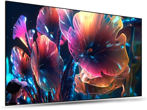 72/80/84 inch Fixed Frame Projector Screen, 16:9 8K 4K Ultra HD 3D Movie Screen for Home Theater, Easy to Instal(72in)