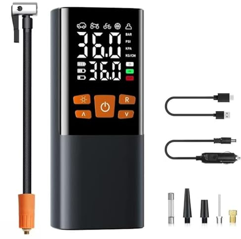 Elektrische Luftpumpe, Fahrradpumpe - 150PSI Tragbare Mini Kompressor, Akku Luftpumpe, Elektrische Fahrradpumpe, Akku Kompressor, für Auto, Motorrad, Fahrrad, Bälle, als Taschenlampe und Powerbank