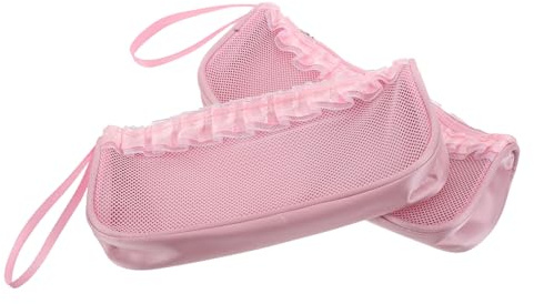 HOODANCOS Lot de 2 Pochettes à Pantoufles de Ballet Roses avec Fermeture Éclair Paquet de Rangement Compact et Imperméable Pochette Respirante pour Cours Studio et Spectacles de Danse