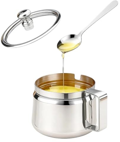 Zuccheriera - Barattolo In Acciaio Inossidabile Da 500 Ml, Contenitore Per Condimenti, Cucchiaio Con Coperchio Incluso | Supporto Da Bar Per La Cuc?na Di Casa Per Tè Ghee, Sale, Olio, Cuc?na, Servizio