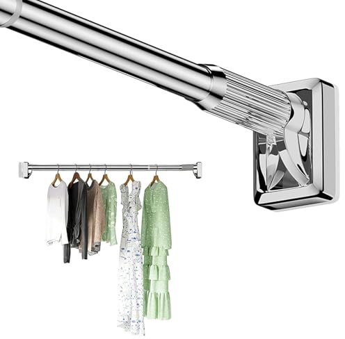 Gardinenstange Ohne Bohren 40-500 cm Ø 33 mm Teleskopstange Zum Klemmen Verstellbare Duschvorhang-Spannstange Klemmstange Vorhang für Fenster Kleiderschrank Schrank(Metallic,1.1-2.0m)
