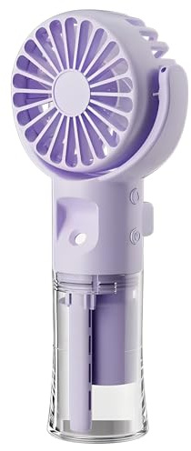 Ventilateur à main, mini ventilateur portable avec brume d'eau, mini ventilateur USB rechargeable électrique avec 4 vitesses de vent, petit ventilateur pour bureau, voyage et camping (Lila)