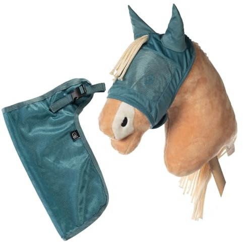 Brama West HKM Hobby Horse Summer Set – Fliegenmaske & Fliegendecke – Perfekt für Hobby Horsing & Turniere (Türkis)