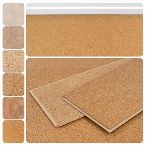 Korkboden Klick-System Korkparkett versiegelt Kork Laminat | Klassik fein natur, 10.5 mm, 2.13 qm/Paket