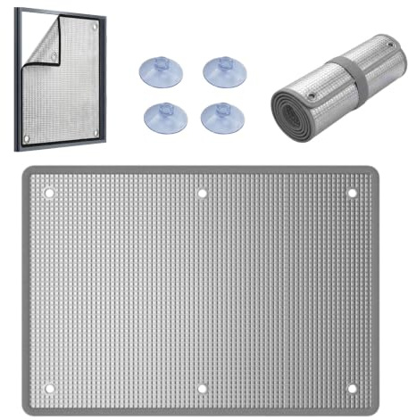 Hitzeschutzfolie Fenster Innen & Außen Mit Saugnapf, Doppelte Aluminium | Dachfenster Verdunkelung & Sichtschutz, Sonnenschutzfolie Sommer Ohne Bohren für Wohnmobil Wintergarten(75x110cm)