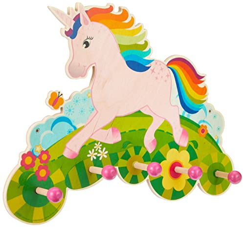 Hess Giocattoli In Legno Hess 30295 – Appendiabiti Da Parete In Legno, Unicorno, Circa 40 x 25 x 8 cm, color Multicolore, 450 g