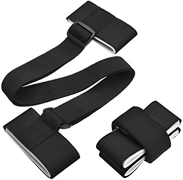 BBTO 2 Pack Ski Carrier Strap, Verstellbare Schulter Carrier Lash Griff Riemen mit Gepolsterten Fastener Tape Strap Loop für Leicht Tragen Skis und Pole, Schwarz