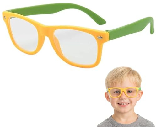 Gudzws Kids Blue Light Blocking Glasses Rectangle Digital Boys Girl Age for 5-12 (Yellow)