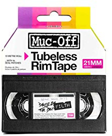 Muc Off Tubeless Rim Tape - Pressure-Sensitive Semi-Transparent Rim Tape for Tubeless Bike Tyre Setups - Extreme Strength and Durability - 10m Roll with 4 Seal Patches - 21mm