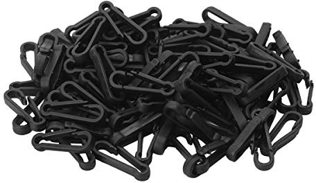 CHICTRY 50/100 Stück Mini Karabiner Karabinerhaken Schlüsselbund Schlüsselanhänger Clip aus Kunststoff für Camping, Outdoor, Hundeleinen Schwarz One Size