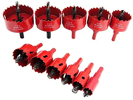 Hole Saw Set LAIWEI 11 PCS Hole Saw Kit 3/4to 2-1/2Universal Hole Drill,HSS Hole Cutter with Arbor for Wood,plastic, plasterboard